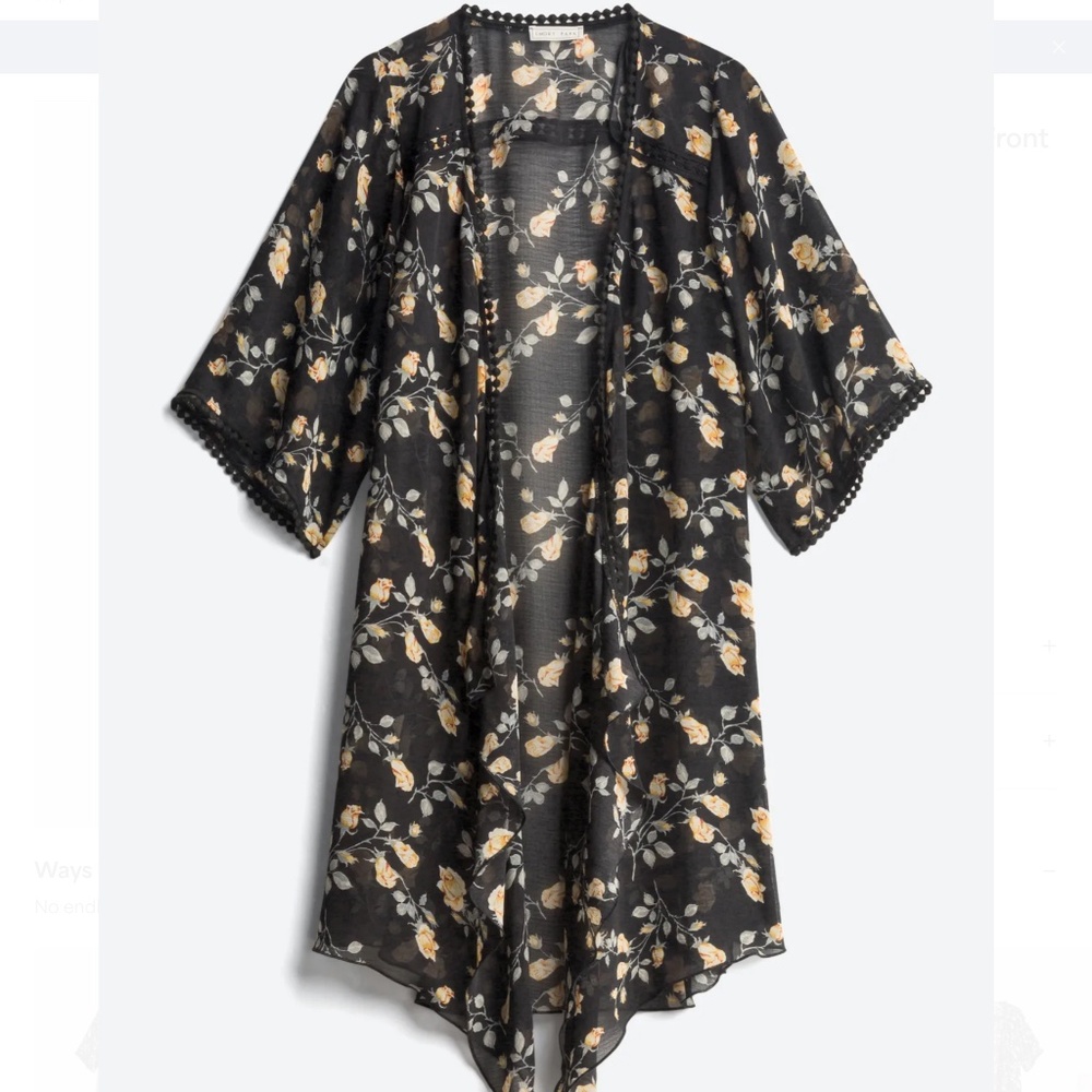 Stitch Fix Emory Park Landy Crochet Trim Open Front Flowy Top, Size Small